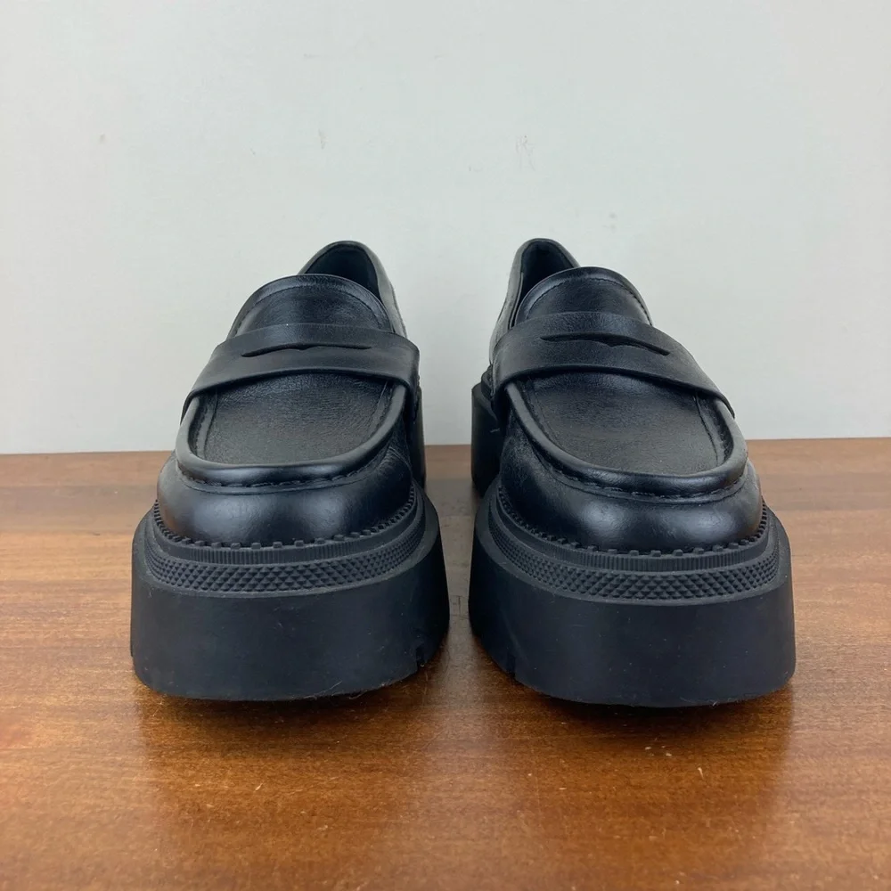 Zara Black Platform Penny Loafers